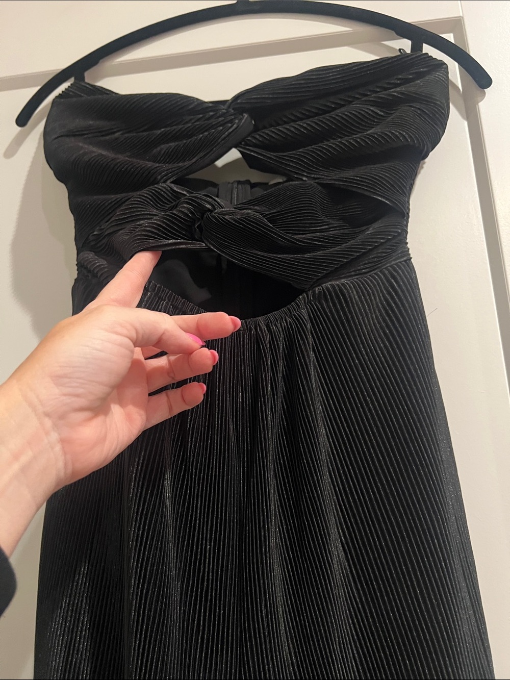 Lush Strapless Black Pleated Jumpsuit